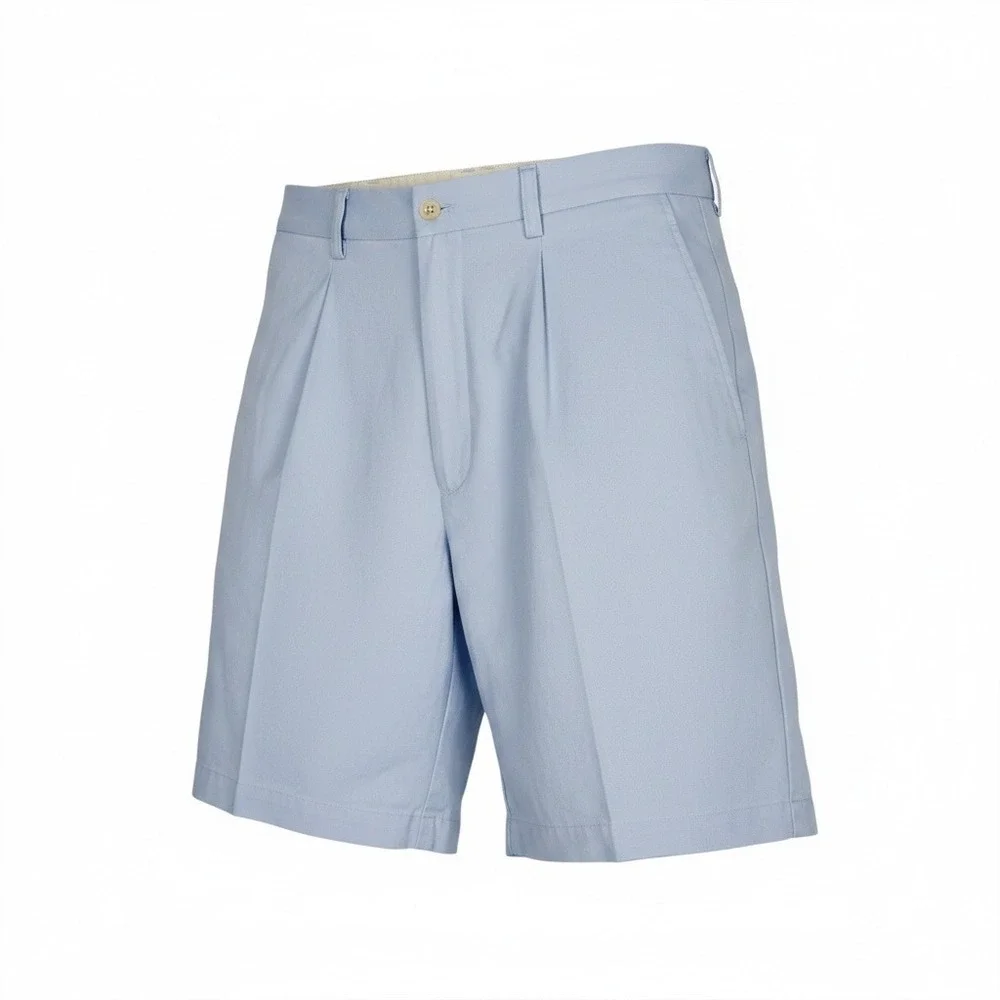 Polo Ralph Lauren Tyler Shorts 36 Light Blue Pleated Chino Preppy Coastal